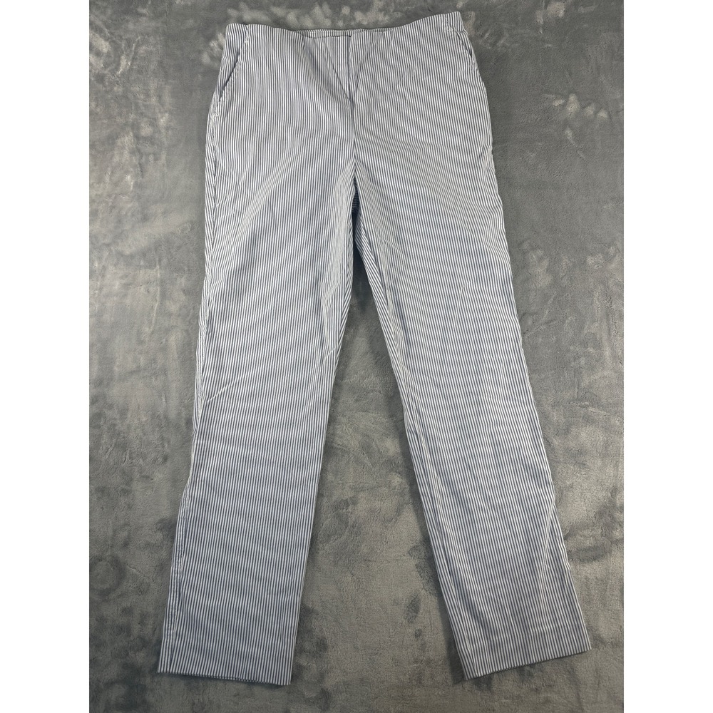 Jones New York JNY Blue White Striped Straight Leg Dress Pants Womens Size 4